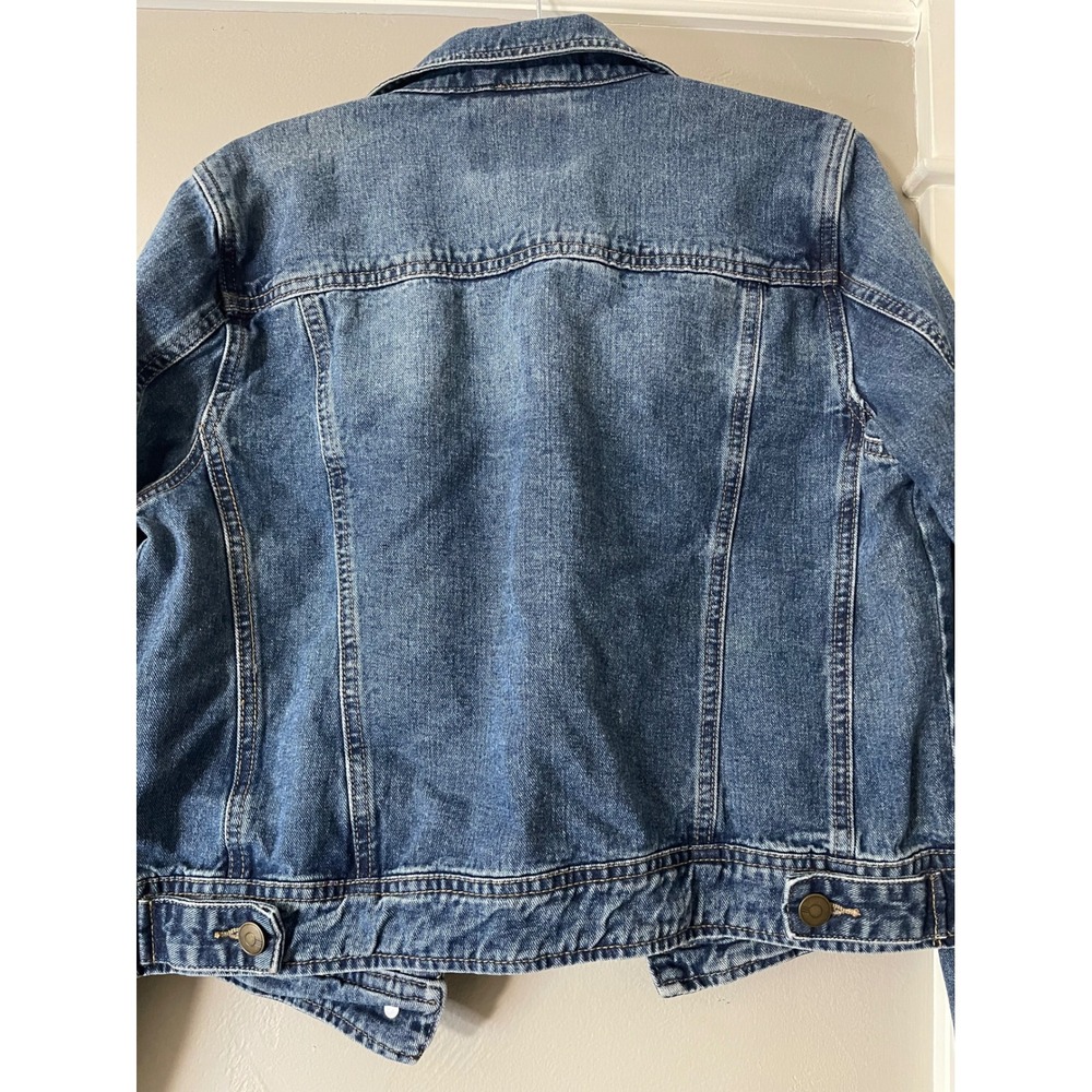 Alexander Jordan Womens Medium Wash Denim Trucker Jacket Size M Blue Cropped - Picture 7 of 9